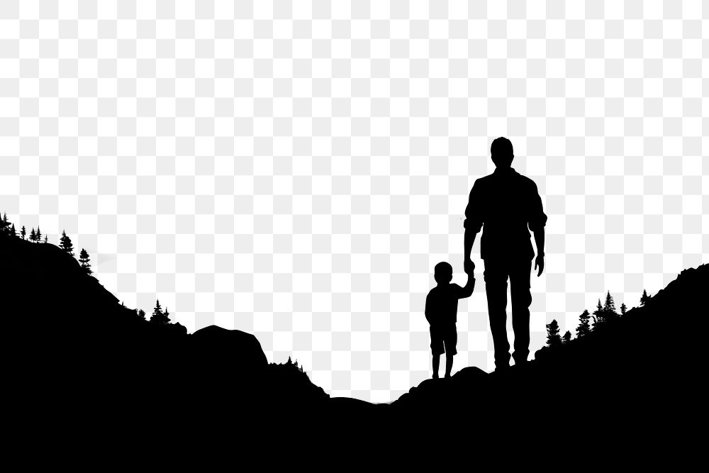 PNG  Father with his son silhouette landscape outdoors. AI generated Image by rawpixel.