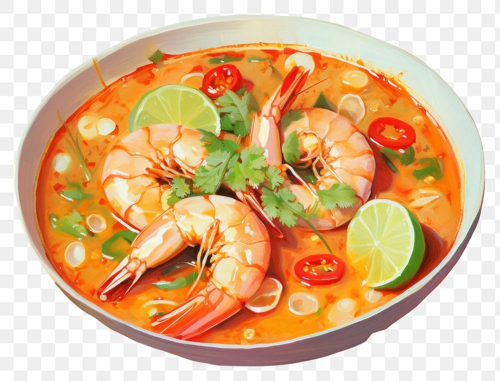 PNG Tom yum goong seafood plate meal. AI generated Image by rawpixel.