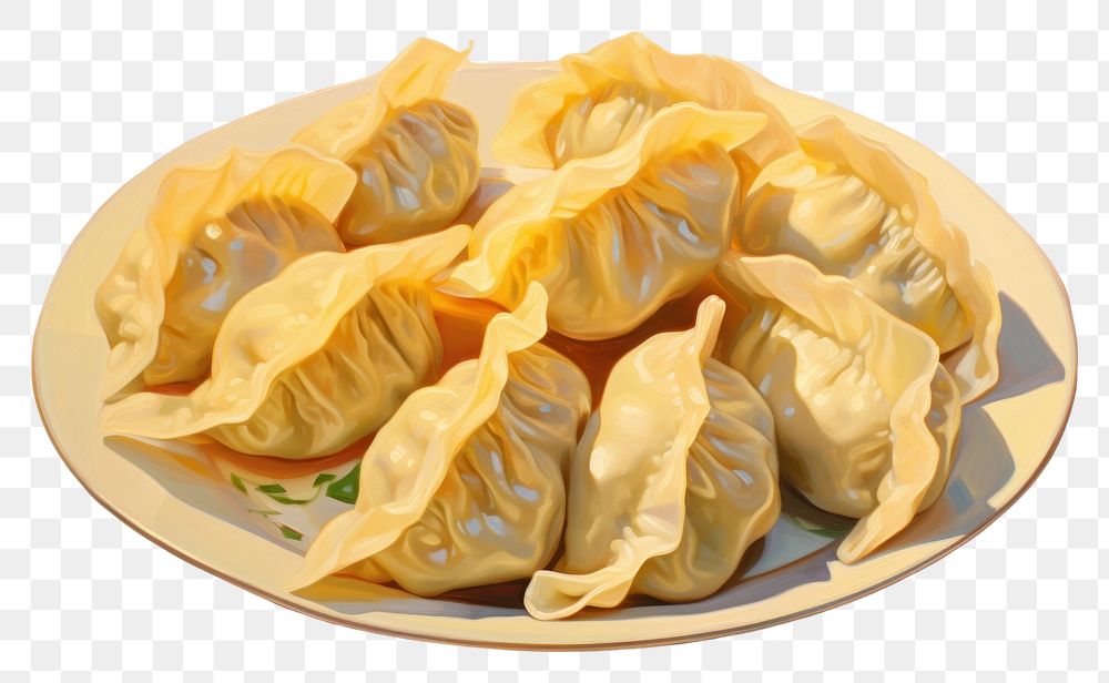PNG Dumplings plate food freshness. AI generated Image by rawpixel.