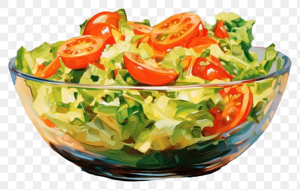 PNG Salad painting food bowl. AI generated Image by rawpixel.