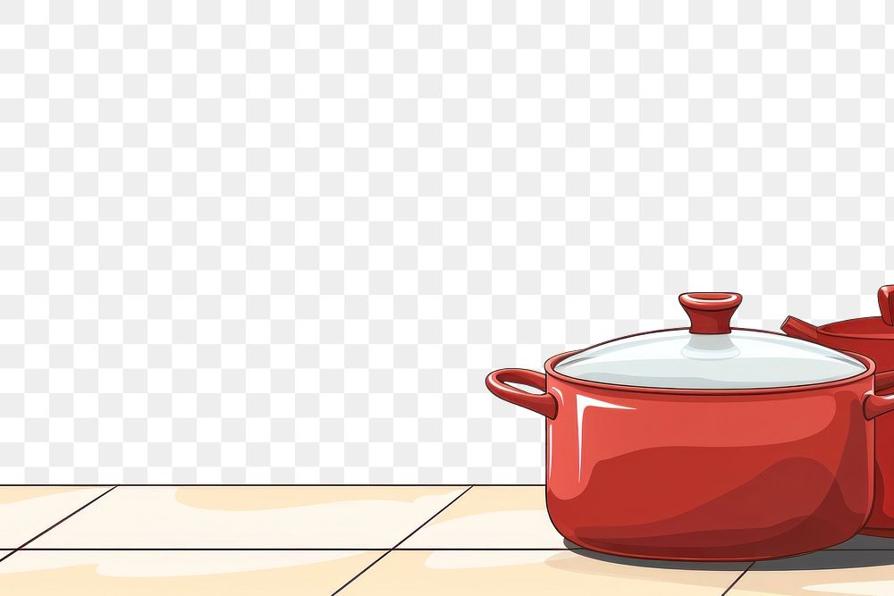 PNG  Cooking pot on table line copy space appliance. AI generated Image by rawpixel.