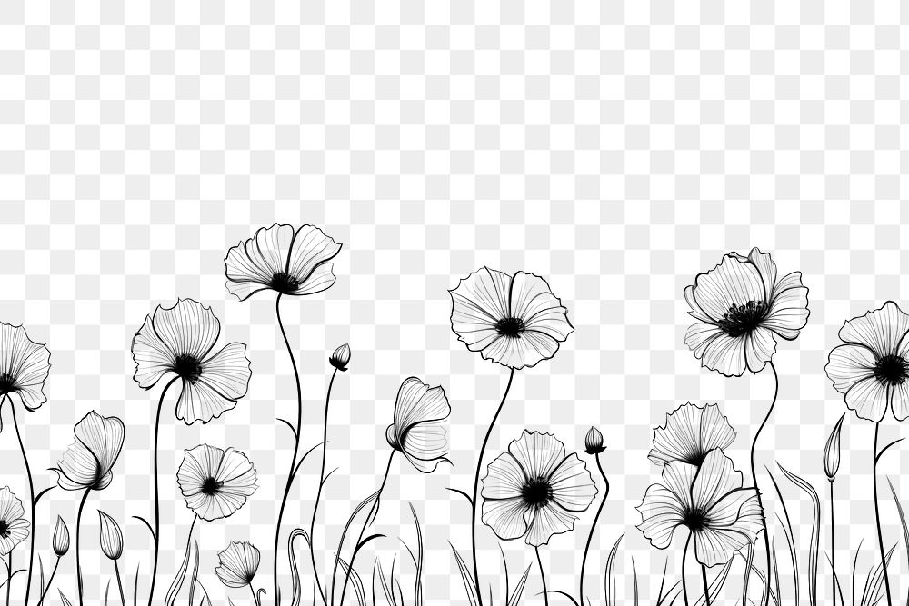 PNG  Flower backgrounds drawing sketch. AI generated Image by rawpixel.
