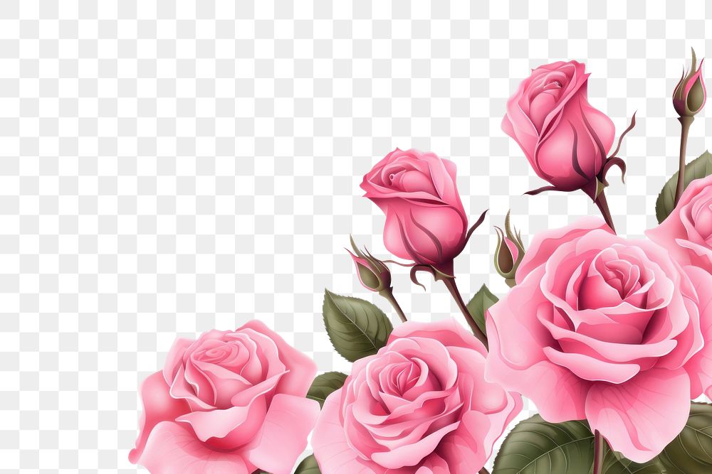 PNG  Pink rose flower plant white background inflorescence. AI generated Image by rawpixel.