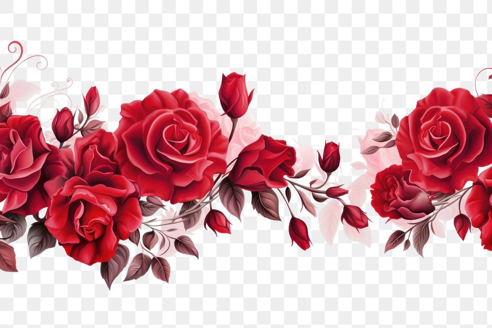 PNG  Red rose pattern flower plant. AI generated Image by rawpixel.