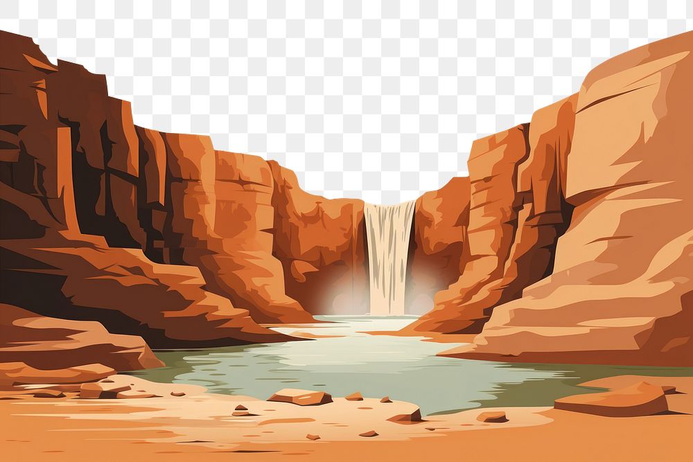 PNG Waterfall landscape outdoors canyon. AI generated Image by rawpixel.