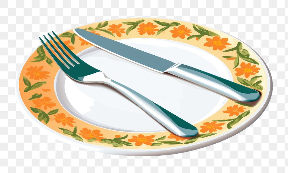 PNG Plate and knife with folk fork white background silverware. AI generated Image by rawpixel.
