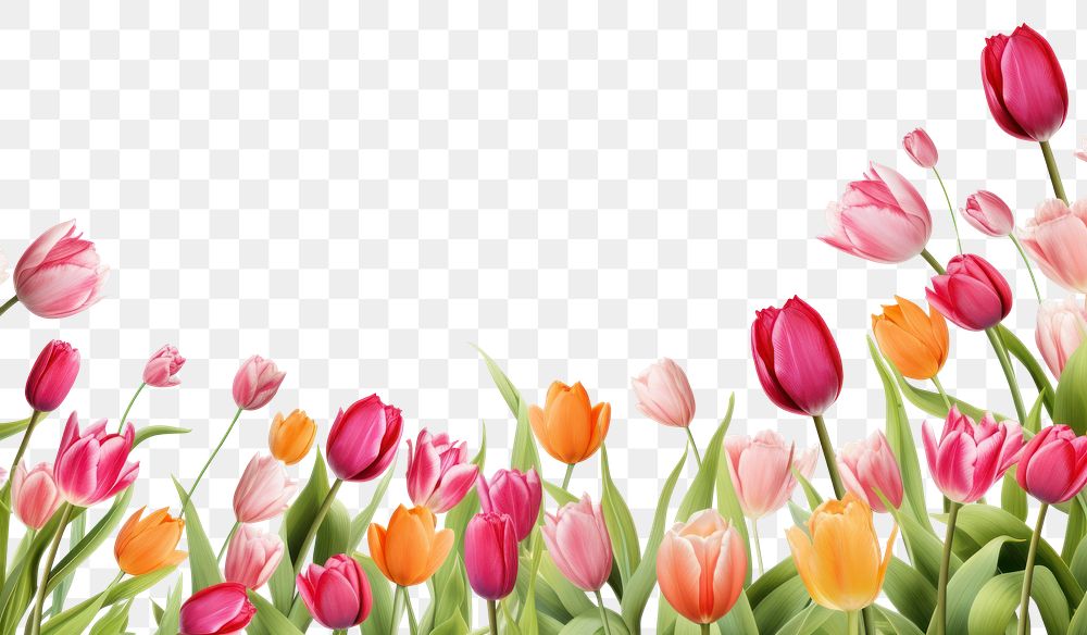 PNG  Tulips flowers and leaves outdoors nature petal. AI generated Image by rawpixel.