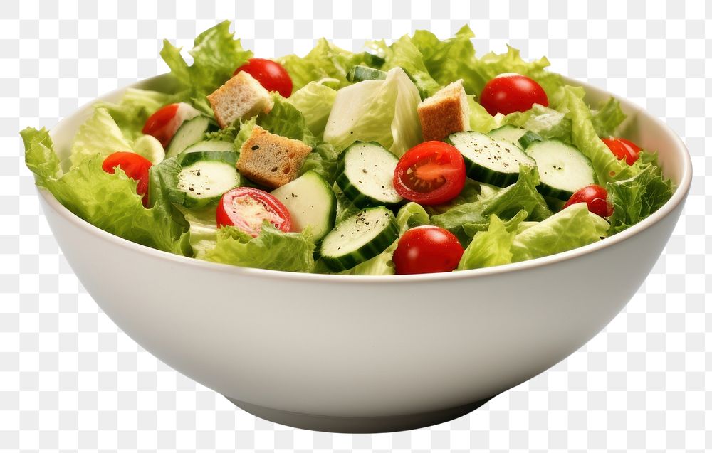 PNG  Cesar salad bowl food vegetable lettuce. AI generated Image by rawpixel.