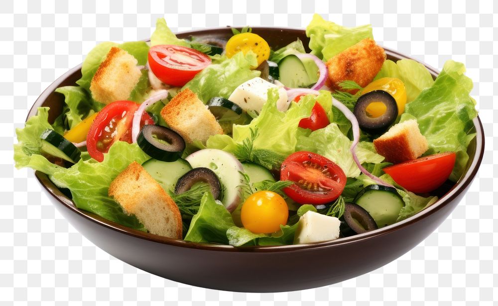 PNG  Cesar salad bowl food plate meal. AI generated Image by rawpixel.