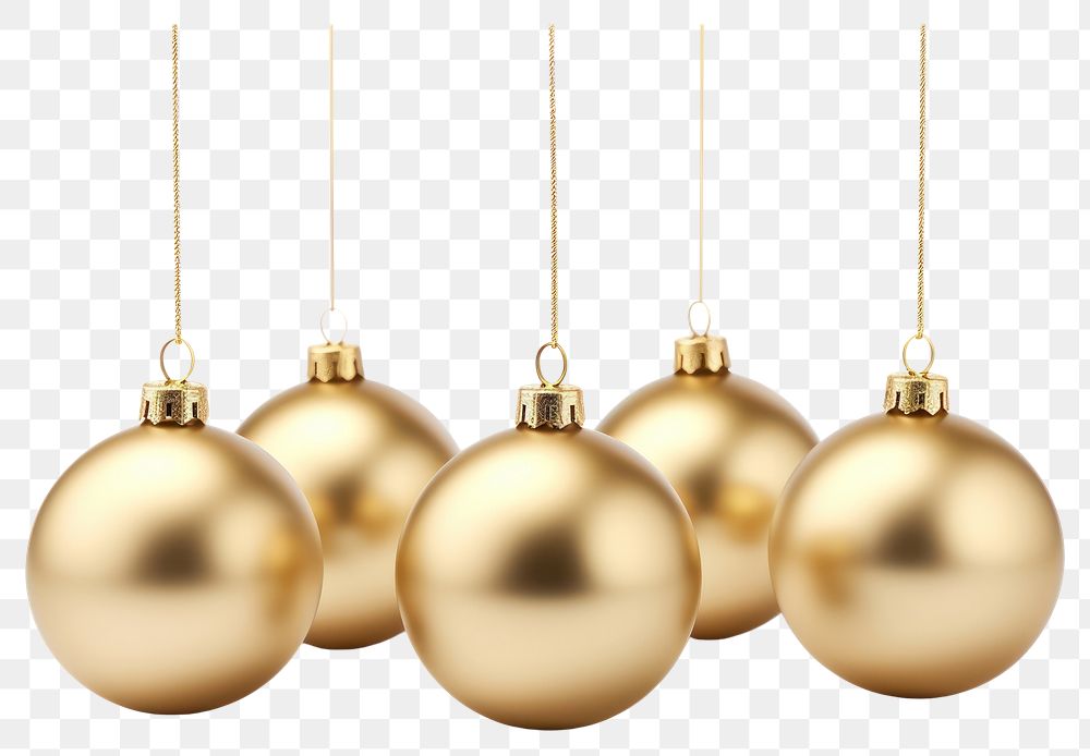 PNG Christmas baubles gold christmas white background. AI generated Image by rawpixel.