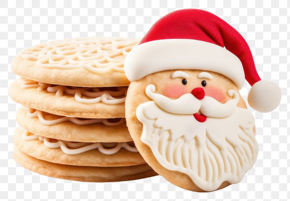 PNG  Santa claus cookie food white background. AI generated Image by rawpixel.