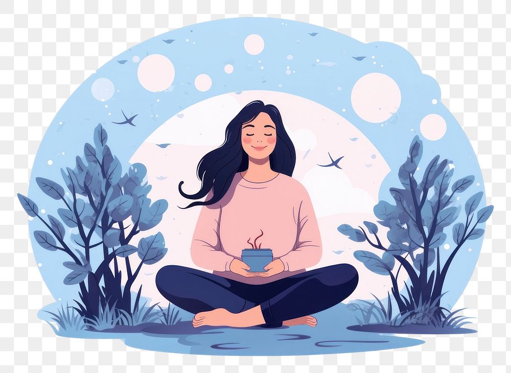 PNG Self care illustration vector sitting adult yoga. AI generated Image by rawpixel.