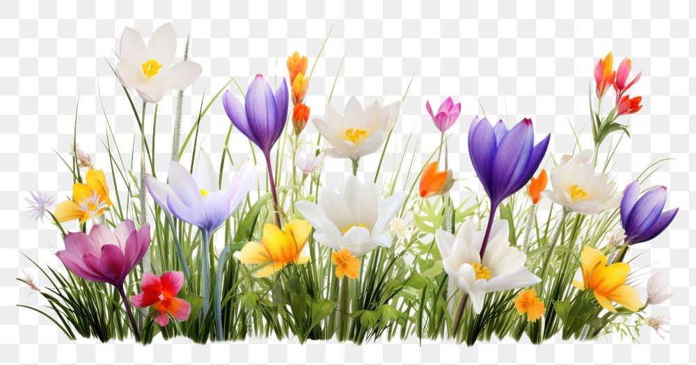 PNG Spring flowers outdoors blossom crocus. AI generated Image by rawpixel.