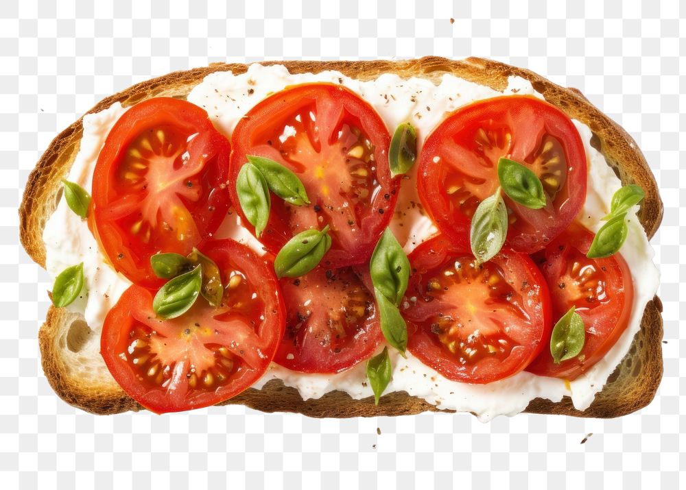 PNG Cottage cheese toast tomato vegetable bread. 