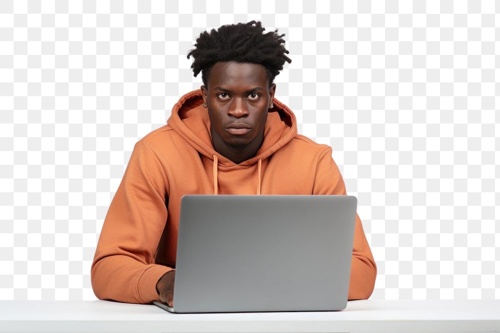 PNG African student study online computer laptop portrait. AI generated Image by rawpixel.