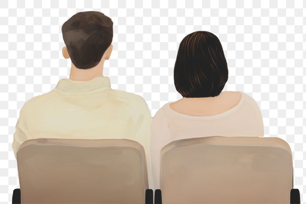 PNG  Couple in cinema theater adult chair togetherness. AI generated Image by rawpixel.
