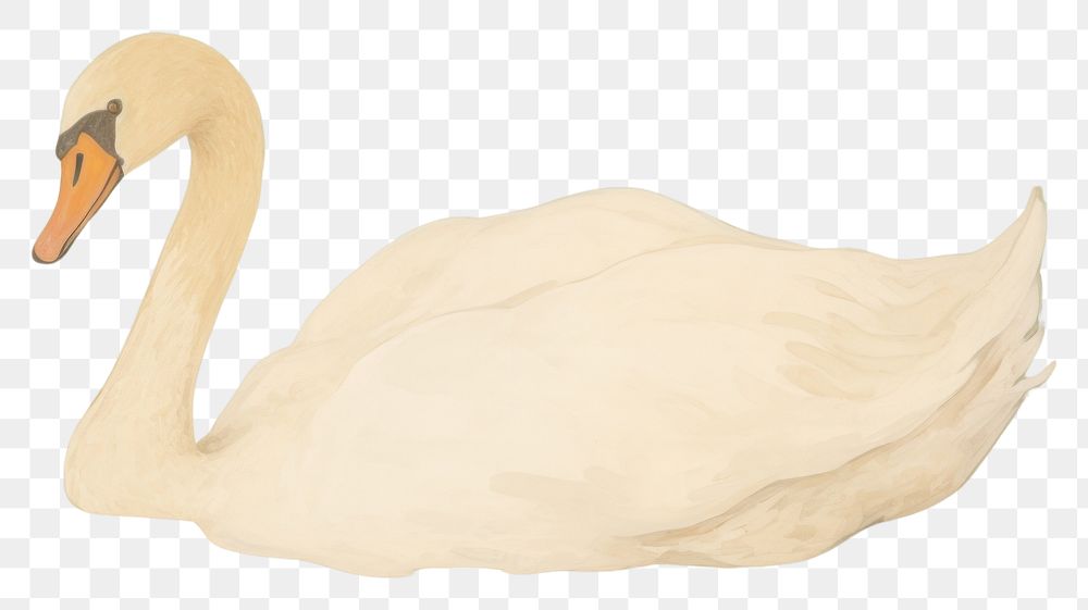PNG  Swan in the lake painting animal bird. AI generated Image by rawpixel.