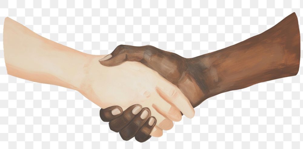 PNG  Handshake painting art togetherness. AI generated Image by rawpixel.