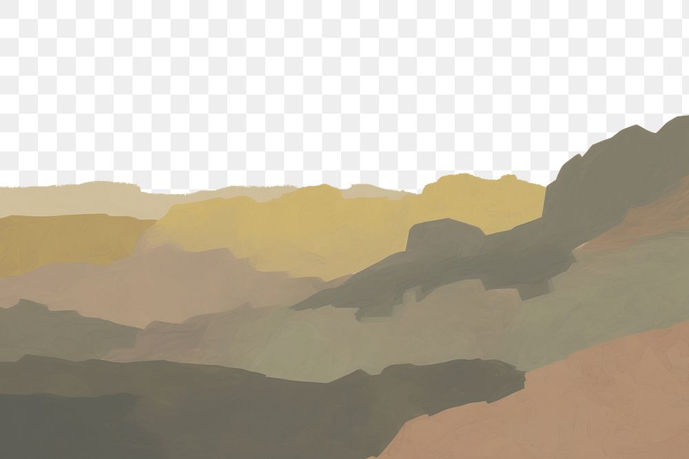 PNG  Sunrise view painting backgrounds mountain. AI generated Image by rawpixel.