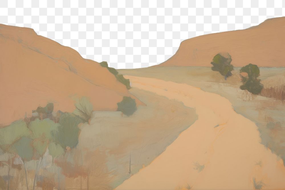 PNG  Road landscape painting outdoors nature. AI generated Image by rawpixel.