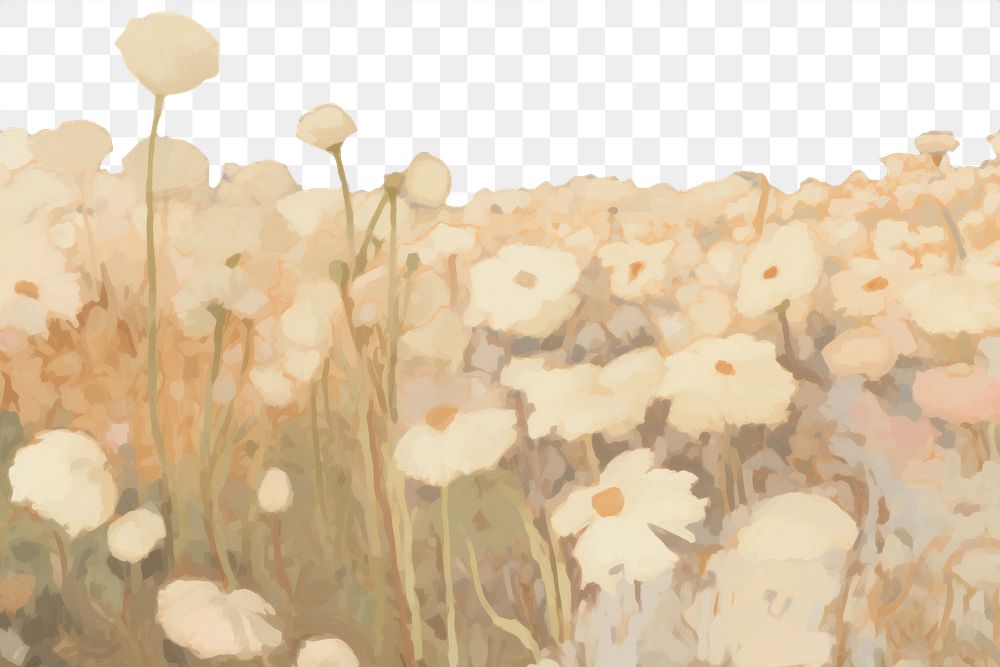 PNG  Flower field painting backgrounds plant. AI generated Image by rawpixel.