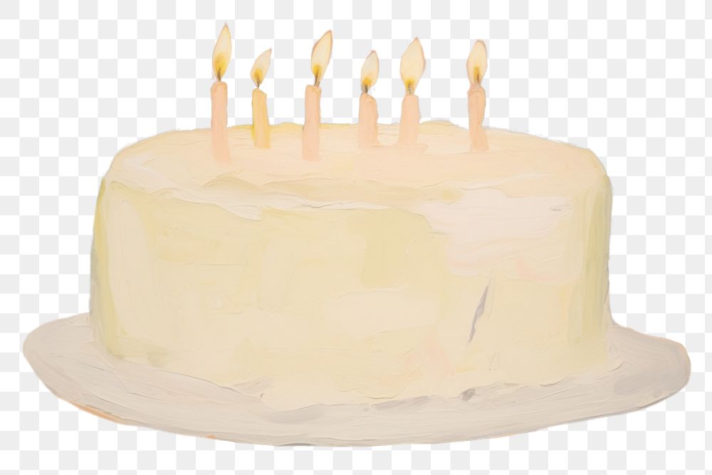 PNG  Birthday cake painting dessert icing. AI generated Image by rawpixel.