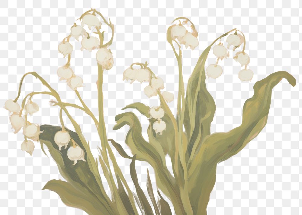 PNG  Lily of the valleys painting flower plant. AI generated Image by rawpixel.