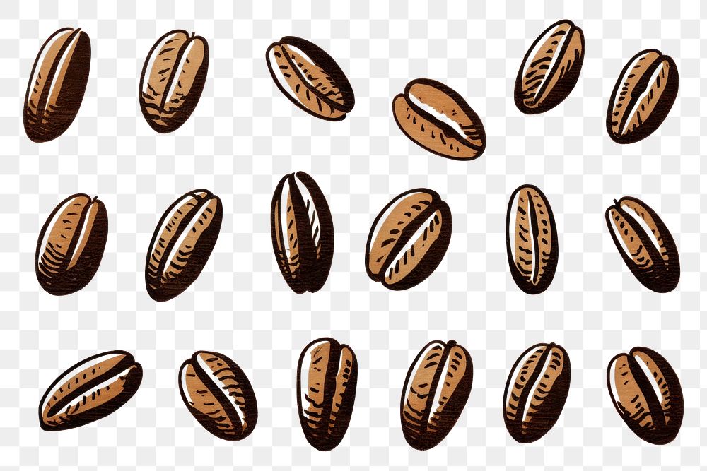 PNG Coffee beans white background freshness vegetable. AI generated Image by rawpixel.