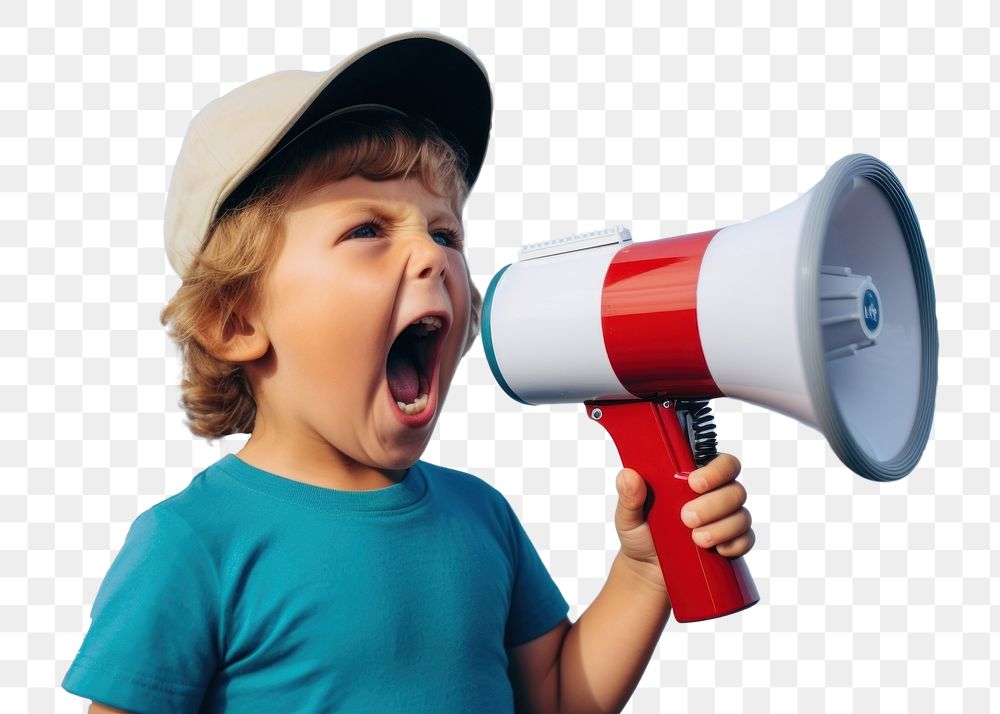 PNG Kid screaming to megaphone shouting child binoculars. AI generated Image by rawpixel.