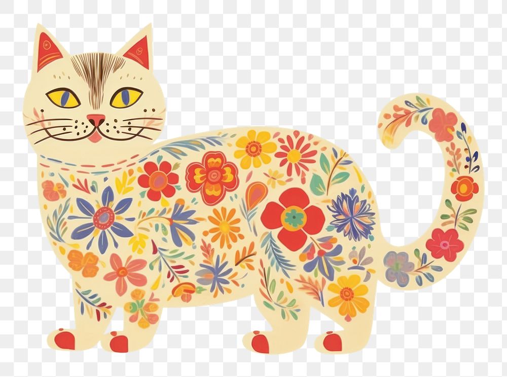 PNG Cat art pattern mammal. AI generated Image by rawpixel.