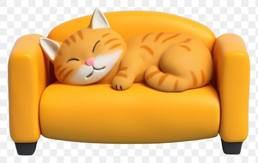 PNG A cat sleeping on sofa furniture armchair animal. 