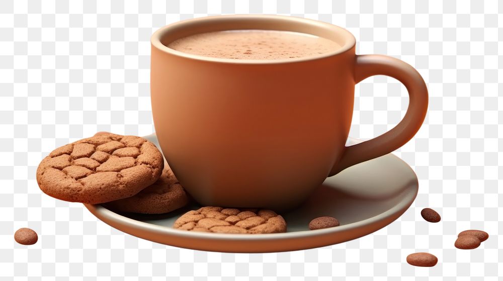 PNG Coffee cup with cookies chocolate dessert drink. AI generated Image by rawpixel.