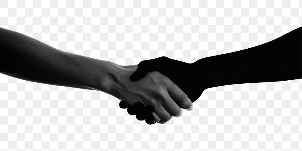PNG Hands shaking handshake white background togetherness. AI generated Image by rawpixel.