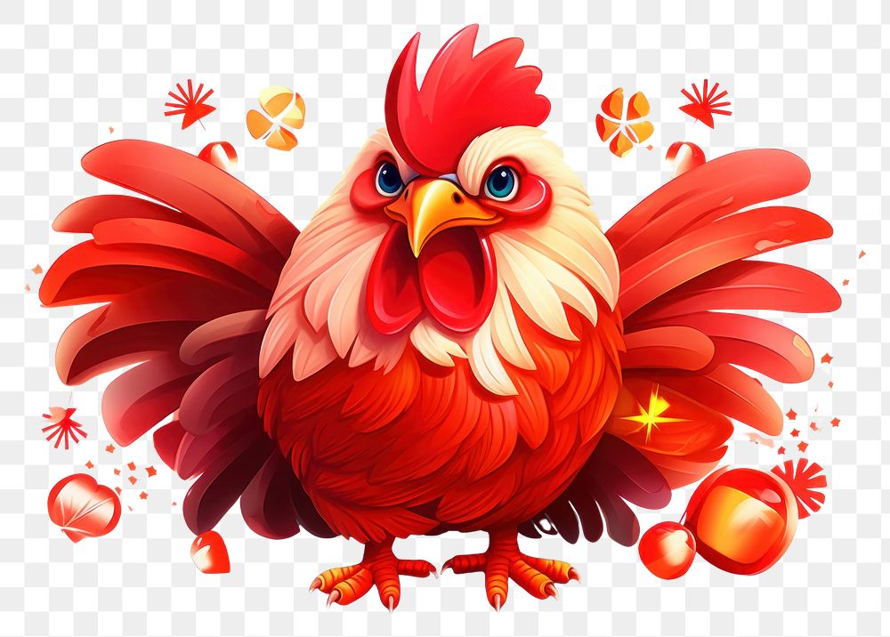 PNG Chinese new year animal chicken bird. AI generated Image by rawpixel.