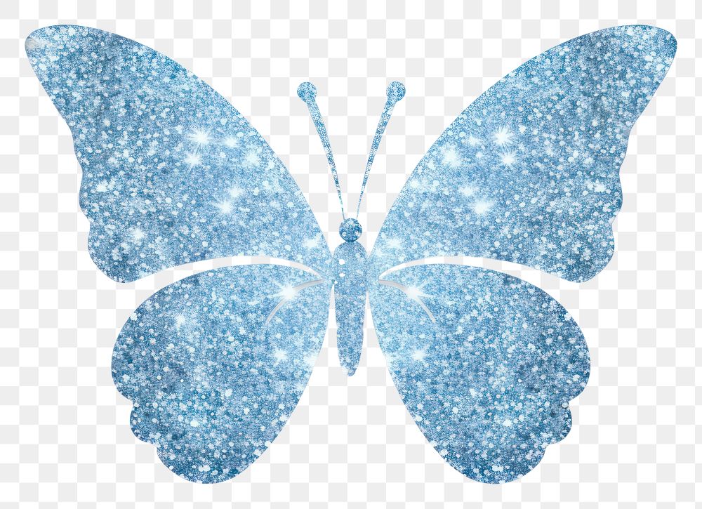 PNG Butterfly icon glitter shape blue. AI generated Image by rawpixel.