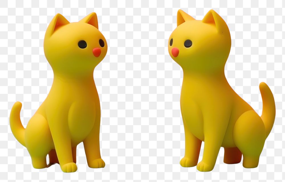 PNG Two cat walking next to each other figurine mammal animal. AI generated Image by rawpixel.