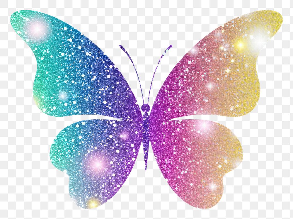 PNG Butterfly icon glitter art white background. AI generated Image by rawpixel.