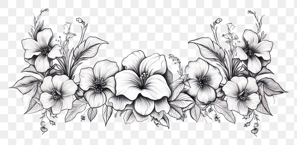 PNG Drawing of Seamless flower pattern sketch. AI generated Image by rawpixel.