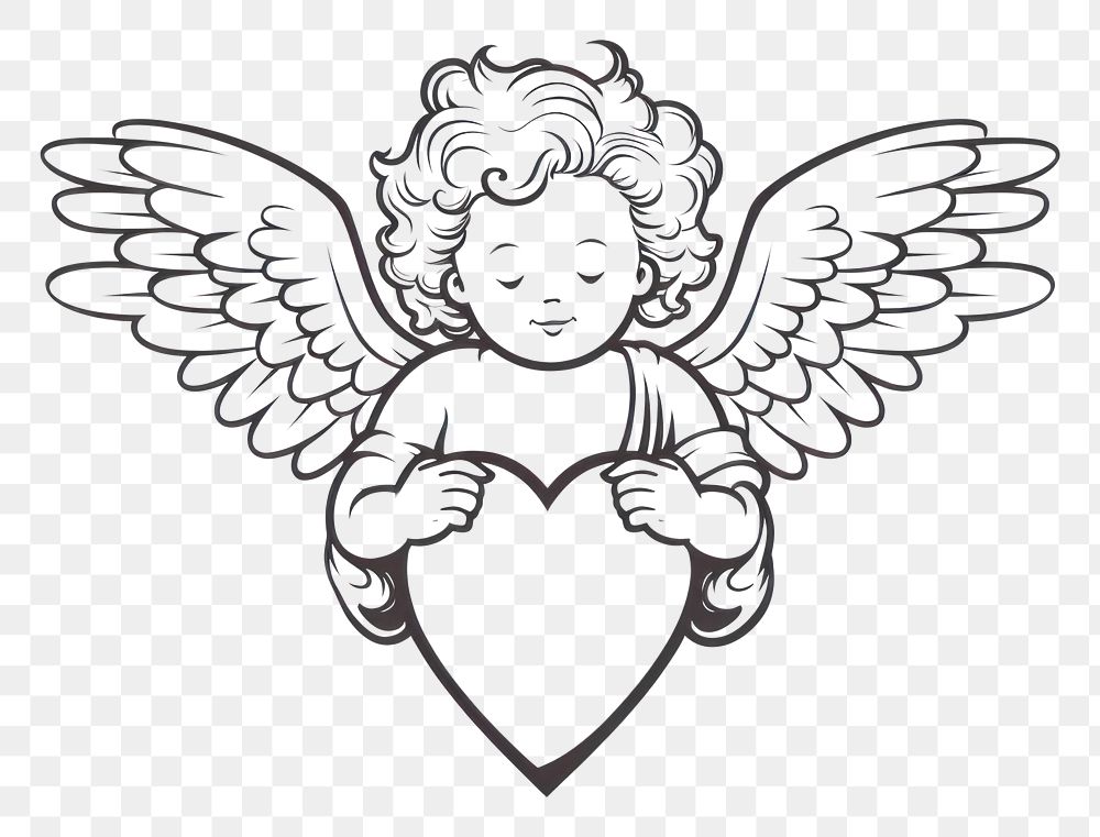 PNG A cherub drawing angel heart. AI generated Image by rawpixel.