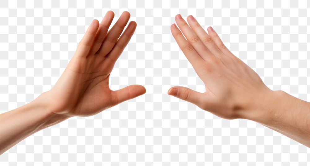 PNG 2 hands high five finger white background gesturing. AI generated Image by rawpixel.