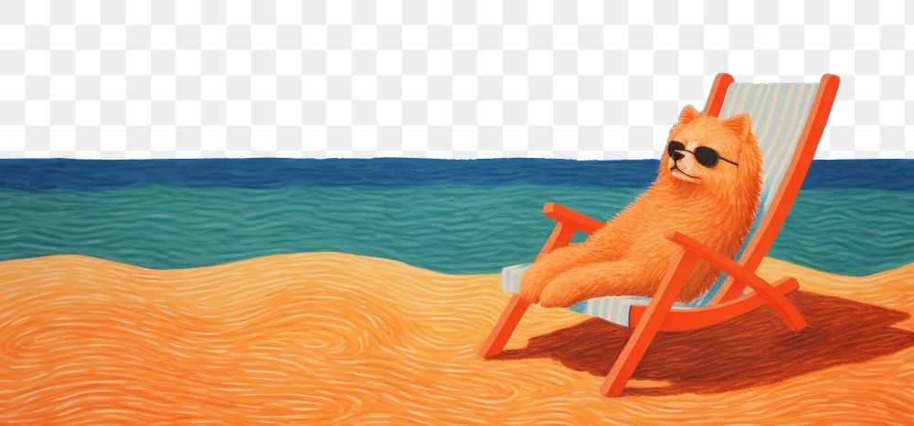 PNG Dog chilling on the beach painting outdoors cartoon. AI generated Image by rawpixel.