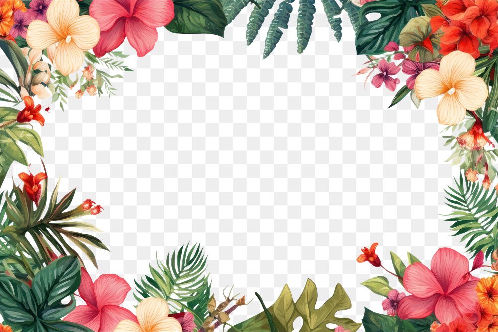 PNG Tropical leaves and flowers backgrounds outdoors pattern. AI generated Image by rawpixel.