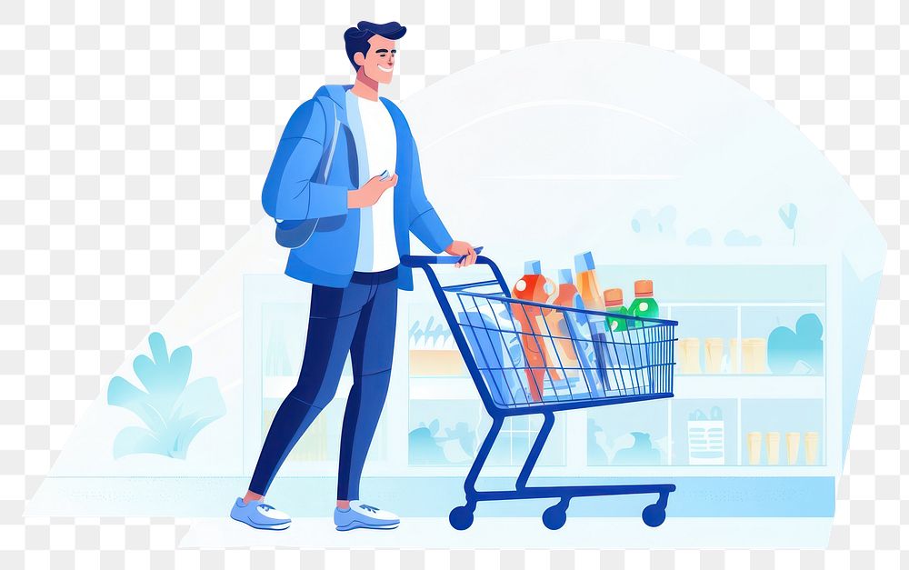 PNG  Man buying groceries shopping adult consumerism. AI generated Image by rawpixel.