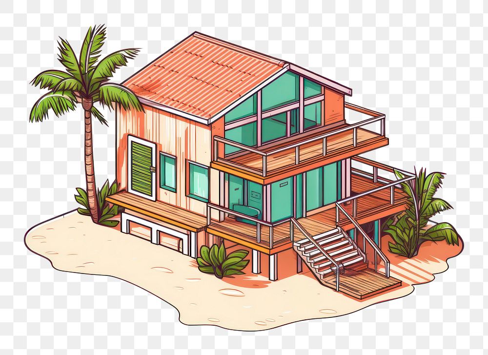 PNG Modern beach bungalow architecture building outdoors. AI generated Image by rawpixel.