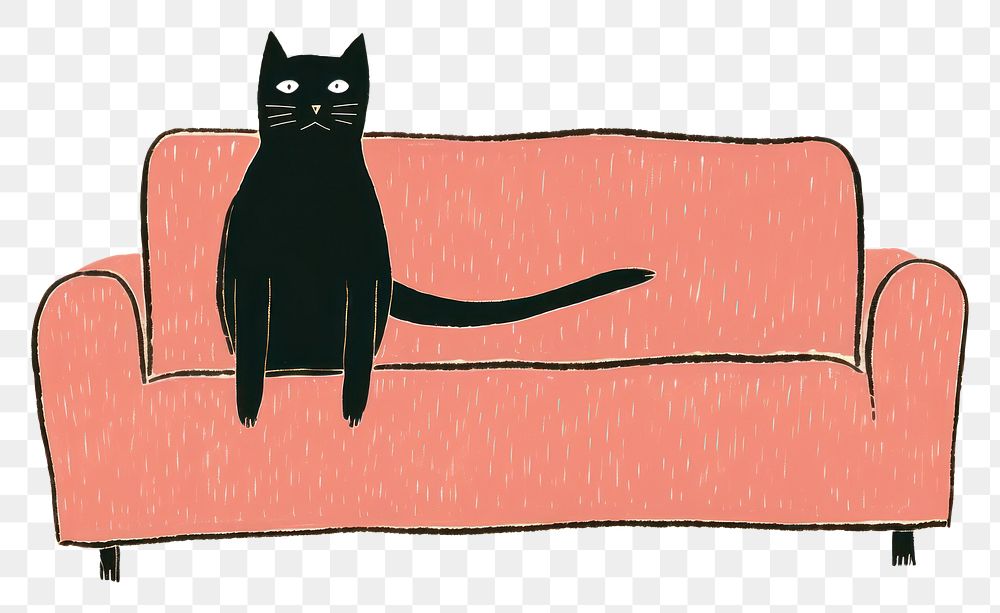 PNG Cat sitting on a sofa furniture animal mammal. AI generated Image by rawpixel.
