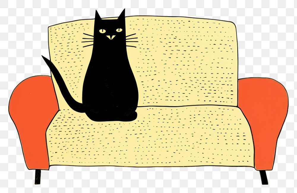 PNG Cat sitting on a sofa furniture armchair animal. AI generated Image by rawpixel.