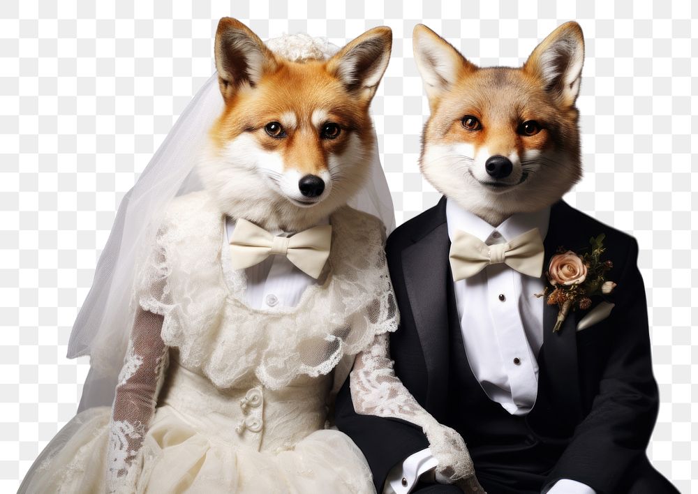 PNG Fox wearing glasses portrait wedding animal. AI generated Image by rawpixel.