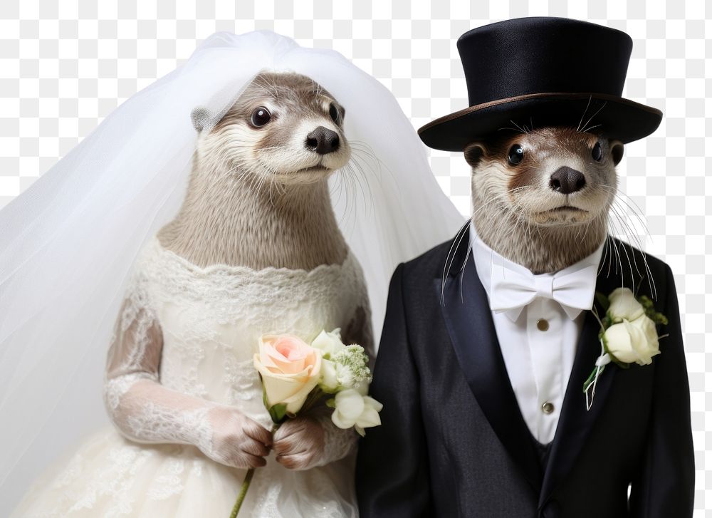 PNG Otter wearing hat portrait wedding animal. AI generated Image by rawpixel.