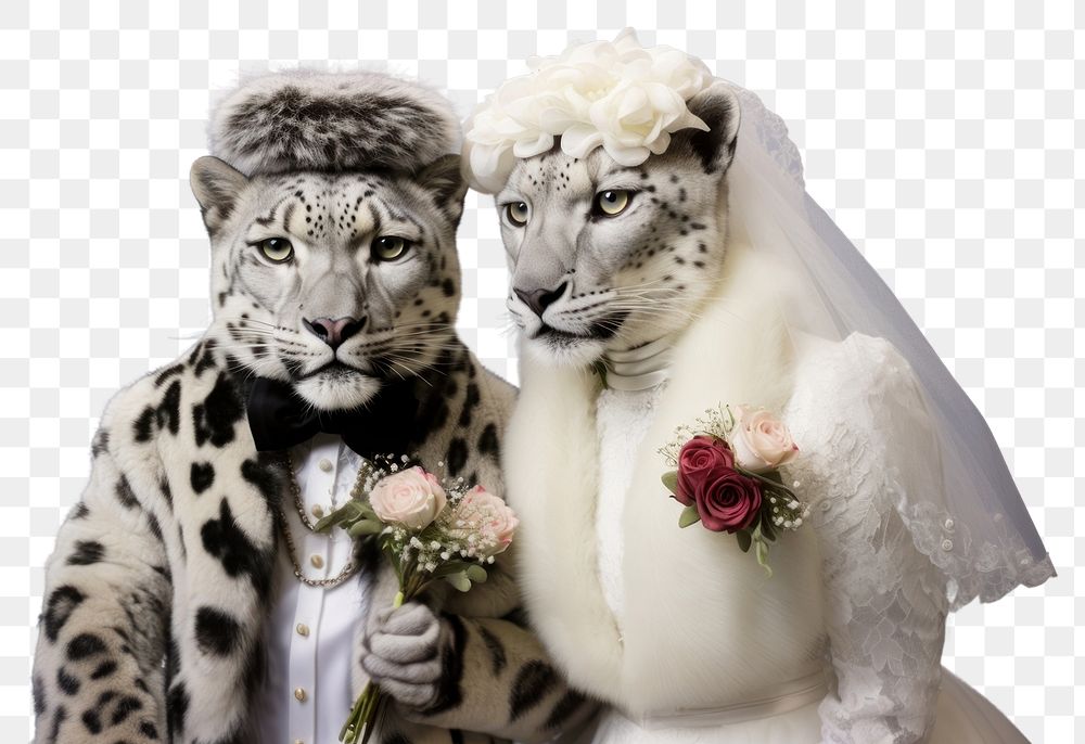 PNG Snow leopard wedding animal mammal. AI generated Image by rawpixel.