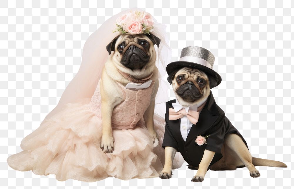 PNG Pugs wedding mammal animal. AI generated Image by rawpixel.